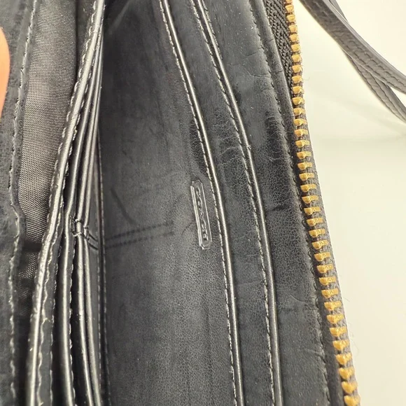 Coach Black Leather Wristlet with Gold Accents - Picture 5 of 6